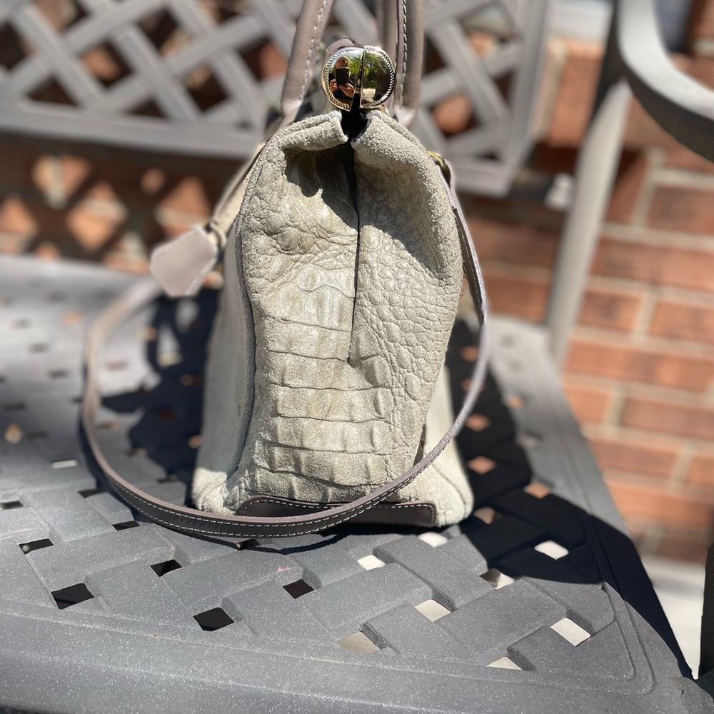 Vintage  Elegant Kelly Crocodile-Embossed Handbag - Taupe and tan - Picture 7 of 16